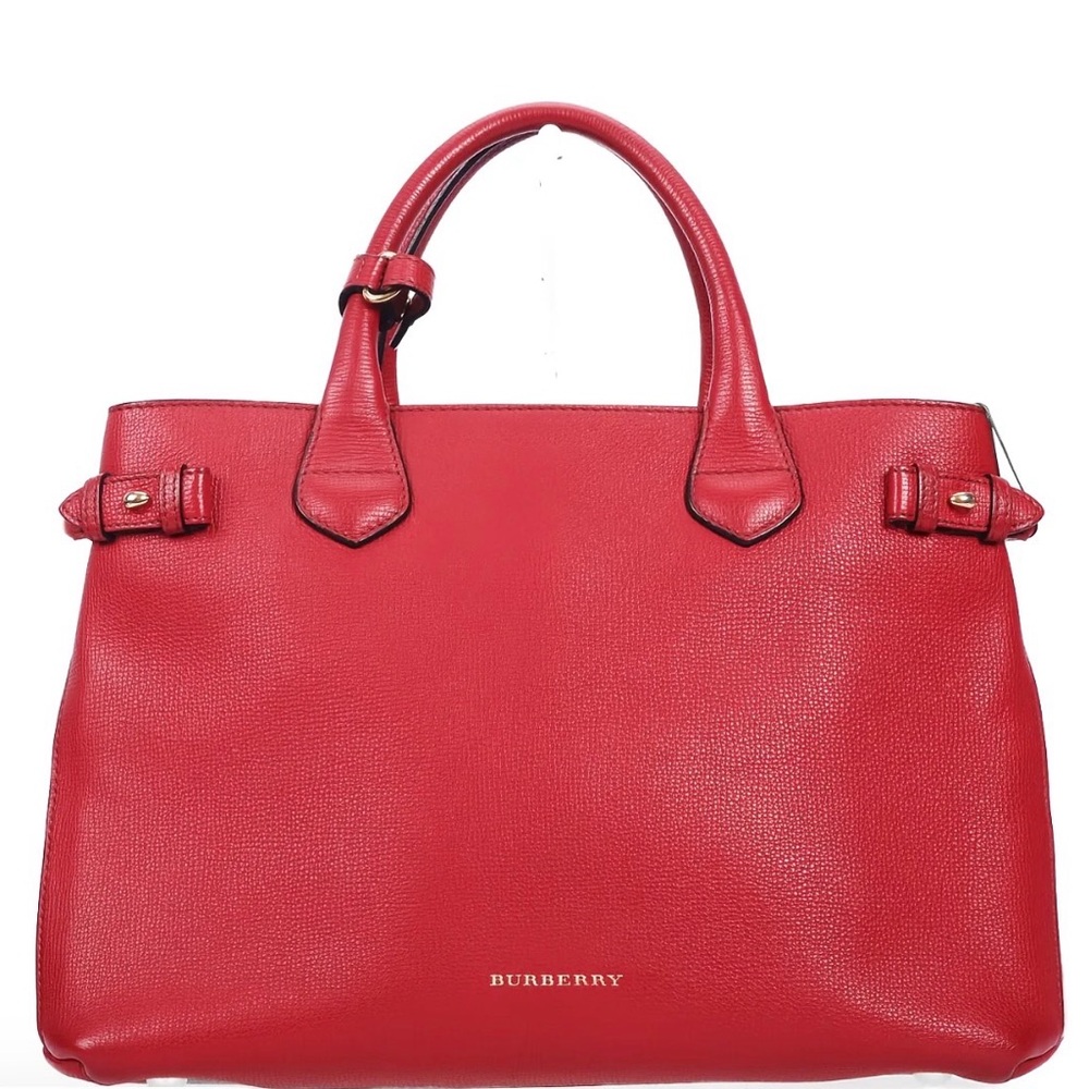 Authentic Burberry Scarlet Leather Tote with COA